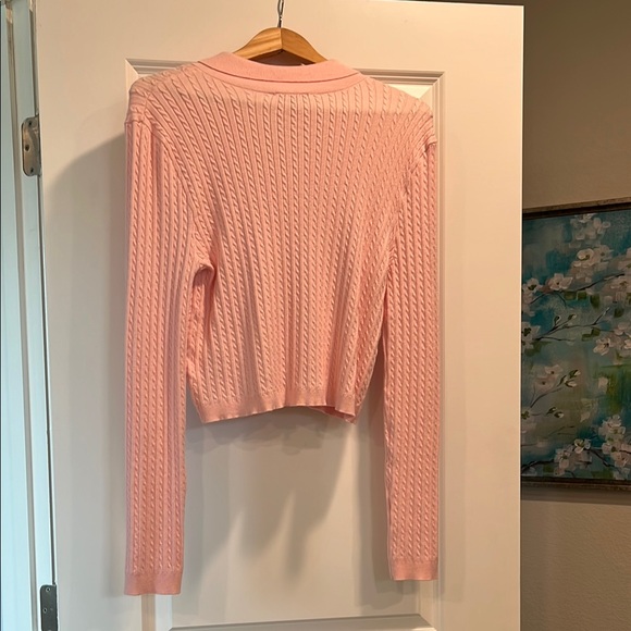 Pink Cropped Cardigan Sweater - Picture 3 of 8